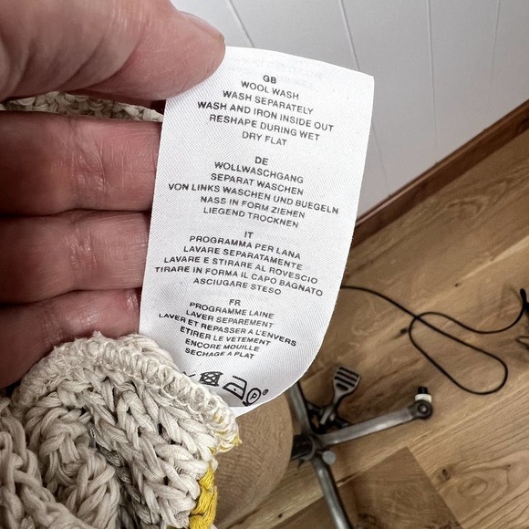 CLOSED Tan and Yellow Knit Boat Neck Sweater 100% Cotton EUC SZ M - Picture 9 of 9